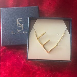 #J147 Savvy Cie 14K Gold Plated Initial "E"Necklace